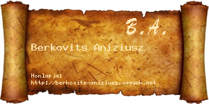 Berkovits Aniziusz névjegykártya